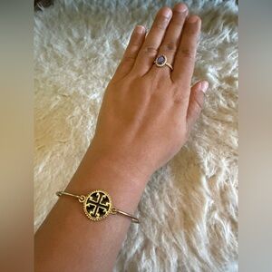 Elegant Gold and Black Tory Burch Style Bracelet